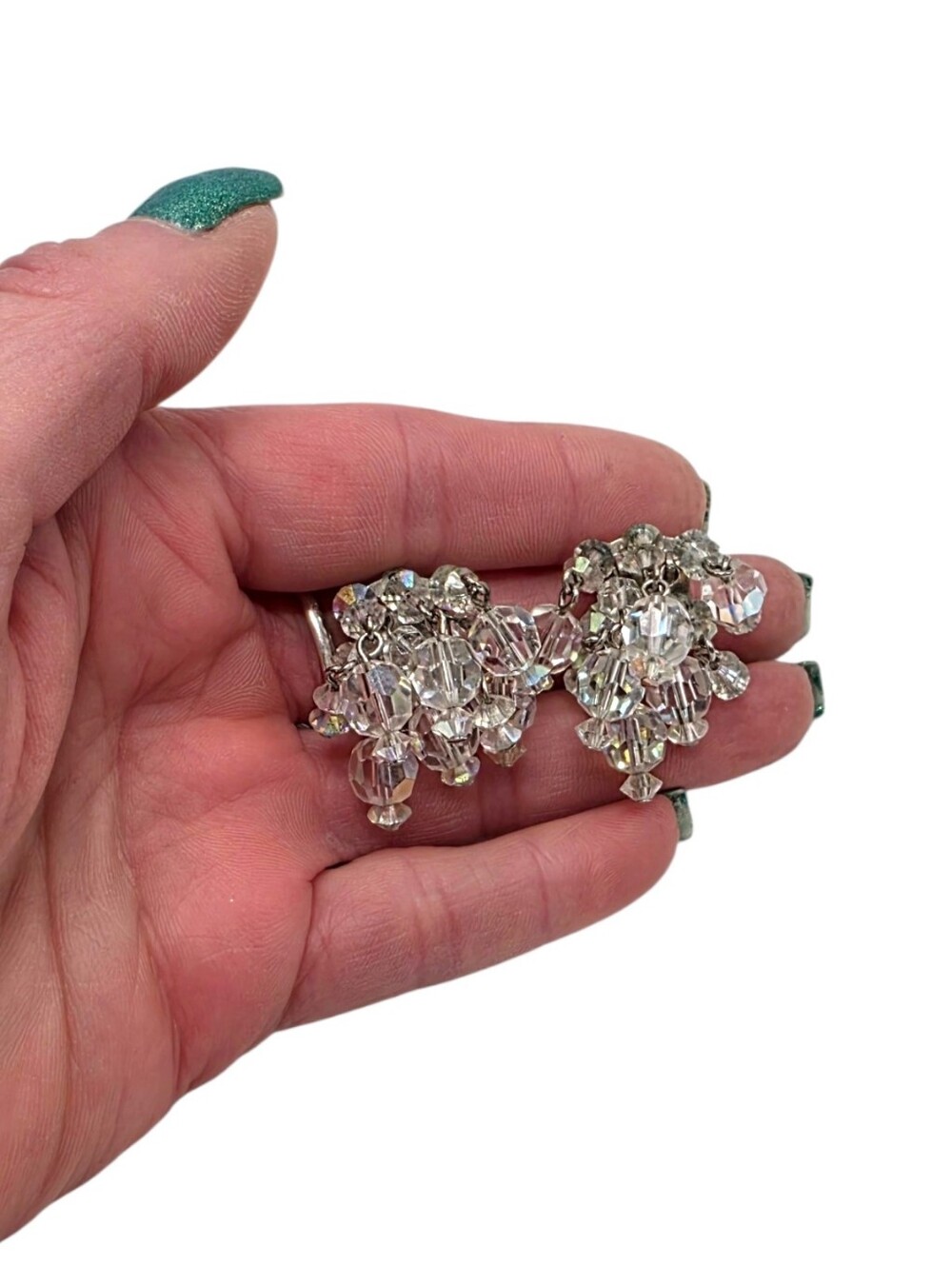 Vintage 1950s–1960s Cha Cha Crystal Clip Earrings